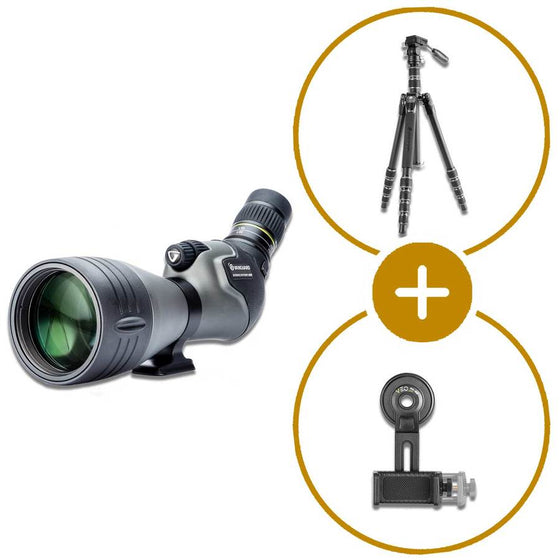 Pack luneta terrestre Vanguard Endeavor 82hd 20-60 x 80 + tripé veo3 go 265hap + kit de digiscopia 