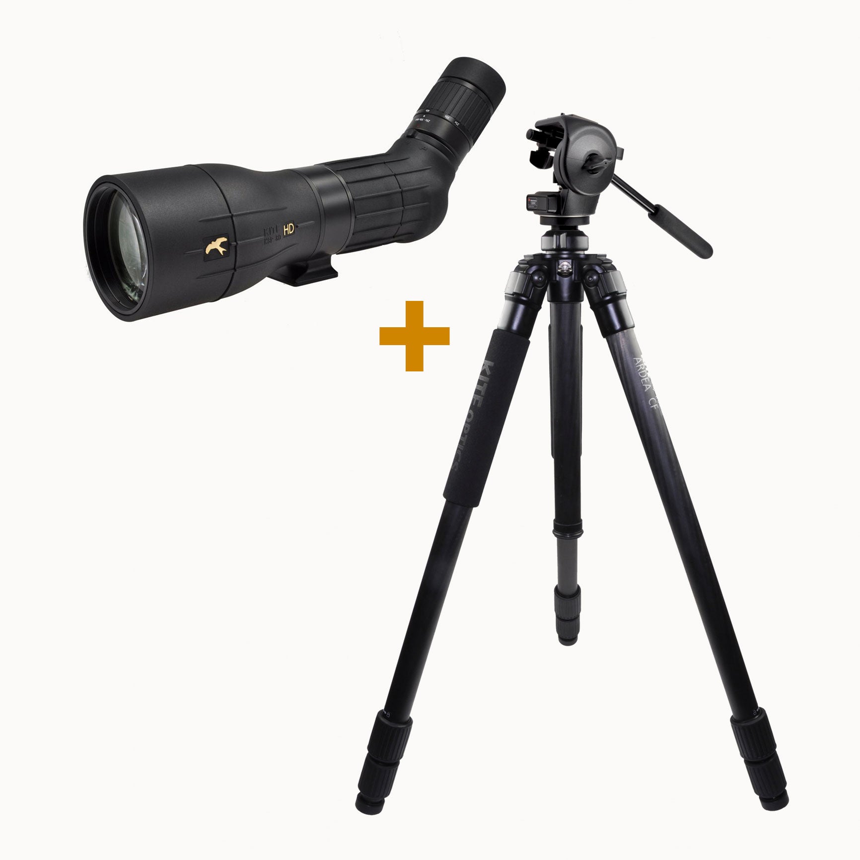 Lunetas terrestres Kite Optics KSP 80 HD 25-50X80 + Tripé Ardea CF com cabeça Manfrotto 128 RC 